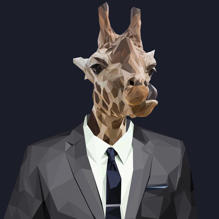Giraffe dressed in a suit. Elegant classy style. Vector illustration.のイラスト素材