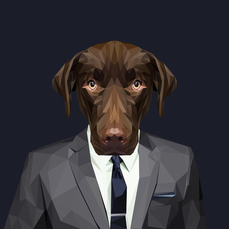 Labrador dog dressed in a suit. Elegant classy style. Vector illustration.のイラスト素材