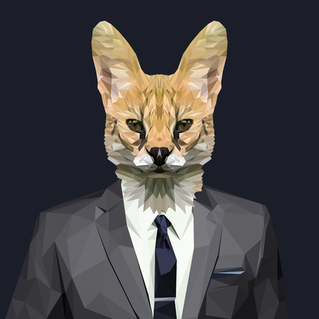 Lynx dressed in a suit. Elegant classy style. Vector illustration.のイラスト素材