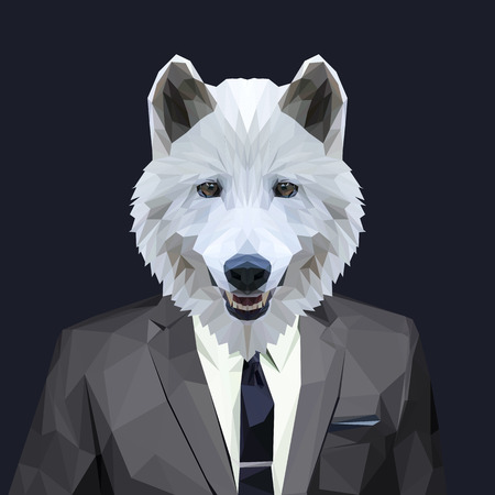 Wolf dressed in a suit. Elegant classy style. Vector illustration.
