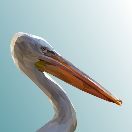 White pelican bird animal low poly design. Triangle vector illustration.のイラスト素材