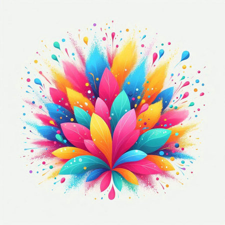 Abstract floral background with colorful leaves and splashes. Vector illustration.のイラスト素材