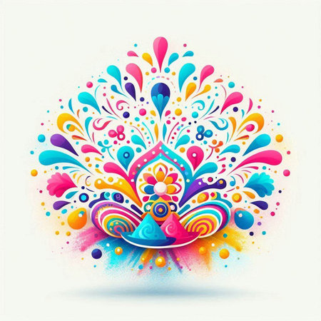 Colorful watercolor background with indian ornament. Vector illustration.のイラスト素材