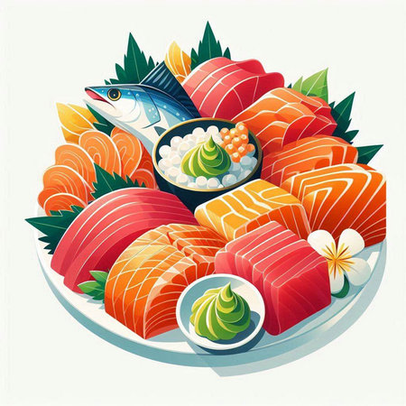 Illustration of Sashimi Sashimi - Japanese Cuisineのイラスト素材