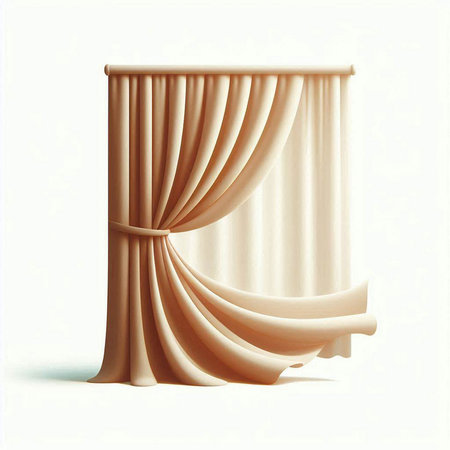 Curtains with drapery on a white background. 3d renderingのイラスト素材