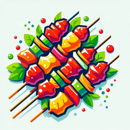 Illustration of skewers on a light background. Vector illustration.のイラスト素材