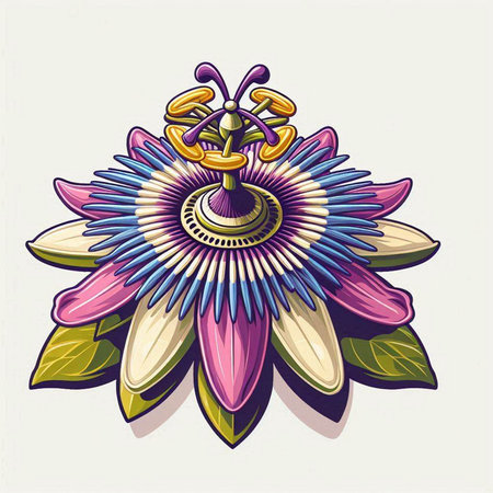 Passion flower vector illustration. Isolated on a white background.のイラスト素材