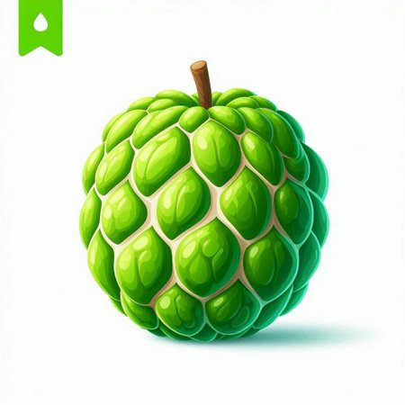 Custard apple isolated on white background. Realistic vector illustration.