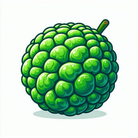 Custard apple isolated on a white background. Vector illustration.のイラスト素材
