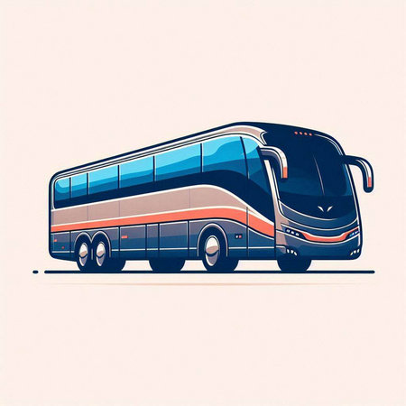 Vector illustration of a bus on the road. Side view. Side view.のイラスト素材