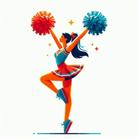 Cheerleader with pompoms. Vector illustration of a cheerleader.
