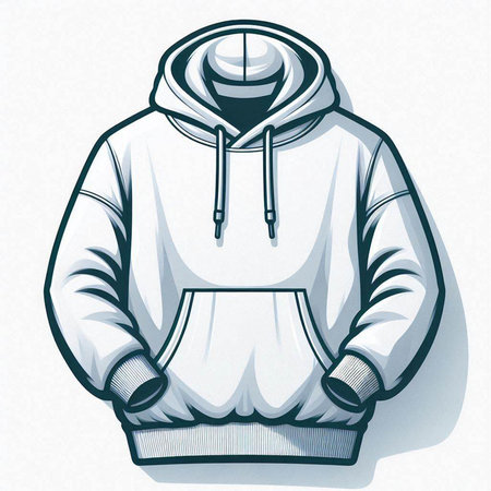 White hooded sweatshirt on a white background. Vector illustration.のイラスト素材