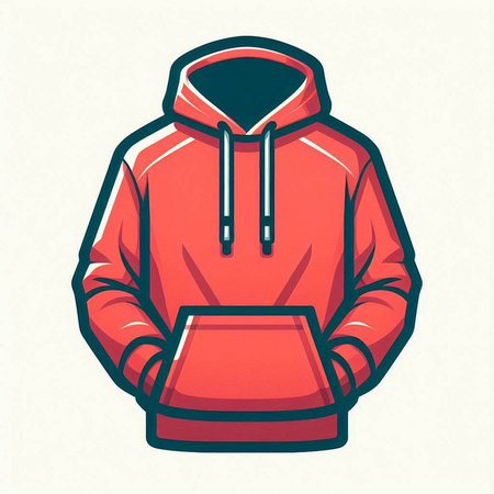 Red hoodie isolated on a white background. Vector illustration in a flat style.のイラスト素材