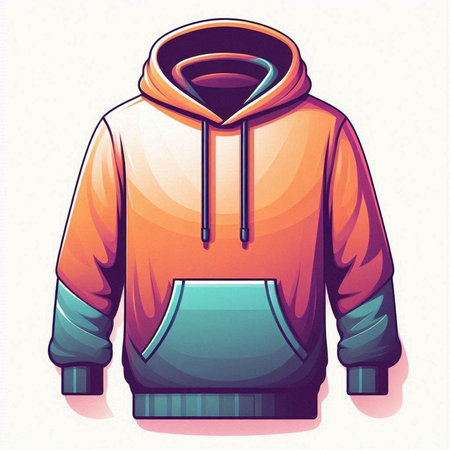 Vector illustration of an orange hooded sweatshirt on a white backgroundのイラスト素材