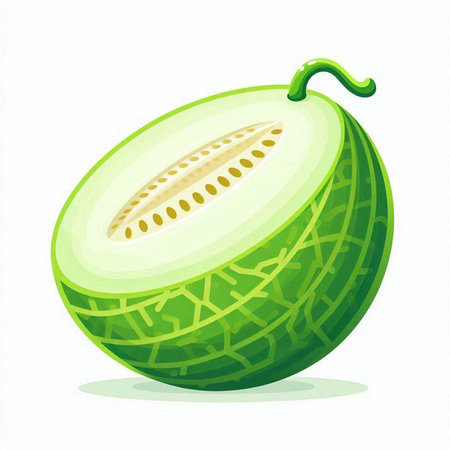 Melon isolated on white background. Cartoon style. Vector illustration.のイラスト素材
