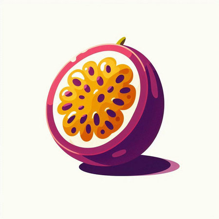 Passion fruit vector illustration isolated on white background. Fresh passion fruit.のイラスト素材