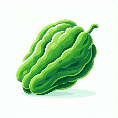 Bitter gourd isolated on white background. Vector illustration.のイラスト素材