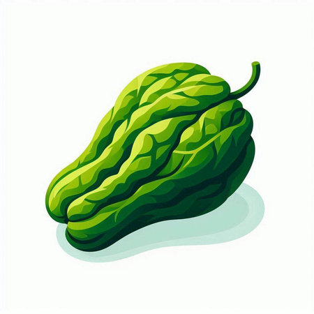 Bitter melon isolated on a white background. Vector illustration.のイラスト素材