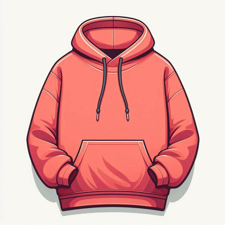 Vector illustration of a red hoodie on a white background, isolatedのイラスト素材