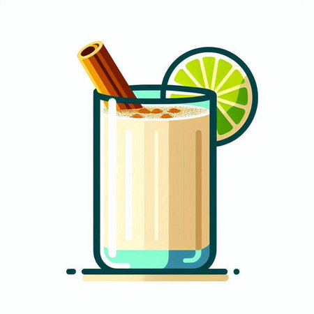 Cocktail with lime, cinnamon and ice. Vector illustration.のイラスト素材