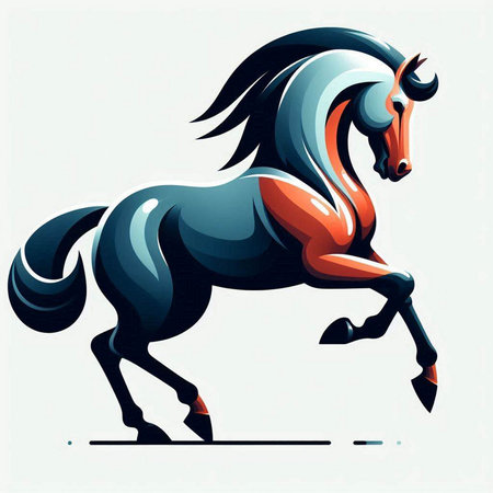 Vector illustration of a horse running on a white background in retro styleのイラスト素材