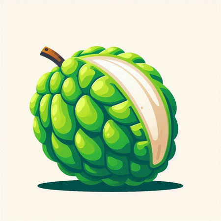 Custard apple vector illustration. Isolated on white background.