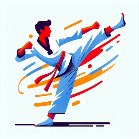Martial arts, karate, karate, taekwondo, vector illustrationのイラスト素材