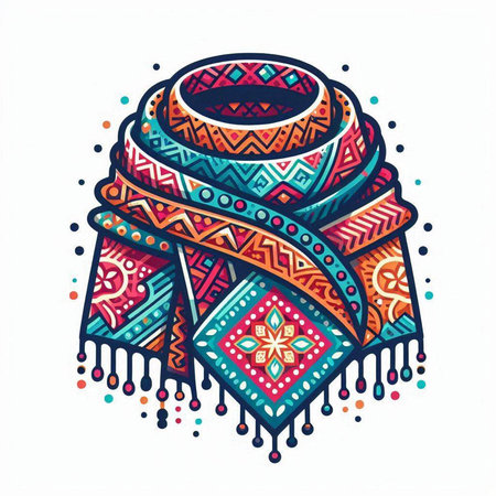 Hand drawn scarf. Colorful ethnic ornament. Vector illustration for your designのイラスト素材
