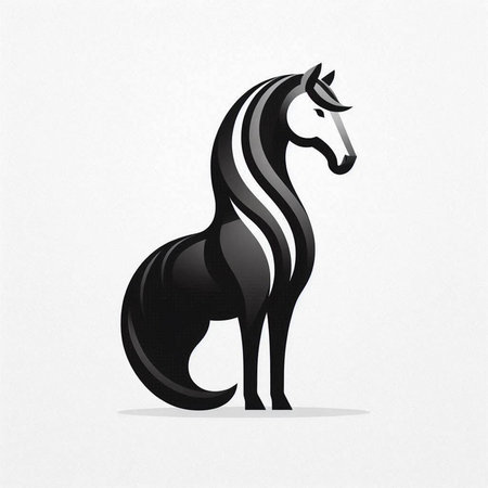 Horse black and white silhouette on a white background. Vector illustrationのイラスト素材