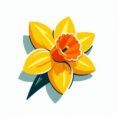 Daffodil flower vector illustration. Isolated on white background.のイラスト素材