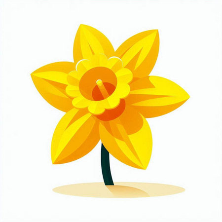 Yellow daffodil on a white background. Vector illustration.のイラスト素材