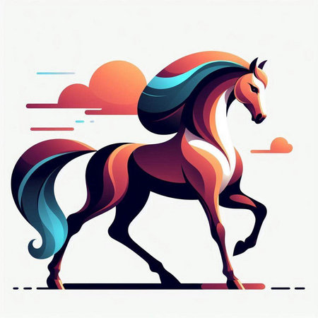 Horse abstract vector illustration, fantasy design. Can be used as backgroundのイラスト素材