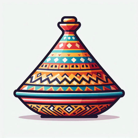 Colorful vase with ethnic ornament on white background. Vector illustration.のイラスト素材