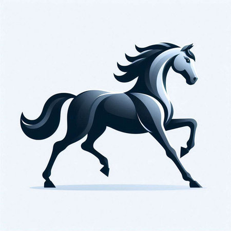 Running black horse on a white background. Vector illustration for your designのイラスト素材