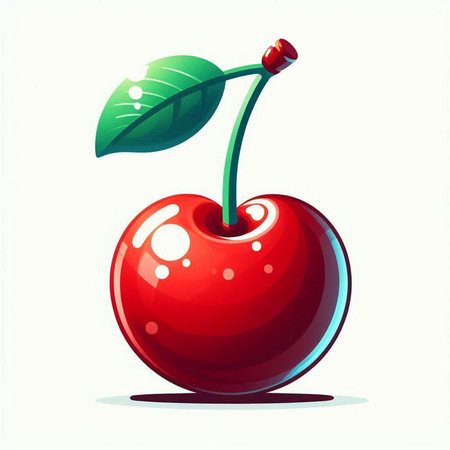 Illustration of a cherry on a white background. Vector illustration.のイラスト素材