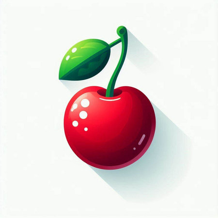 Cherry icon with long shadow. Vector illustration. Eps 10.のイラスト素材
