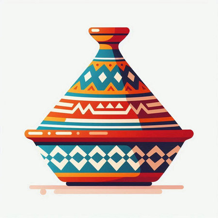 Vase with ethnic ornament. Vector illustration in flat style isolated on white background.のイラスト素材
