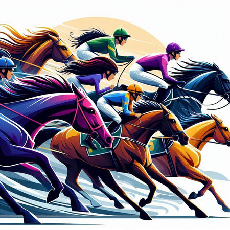 Horse racing, jockeys and jockeys, vector illustrationのイラスト素材
