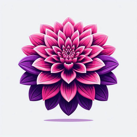 Illustration of a beautiful pink dahlia on a white backgroundのイラスト素材