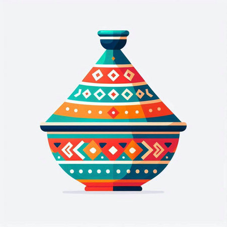 Ethnic vase. Vector illustration in flat style. Isolated on white background.のイラスト素材
