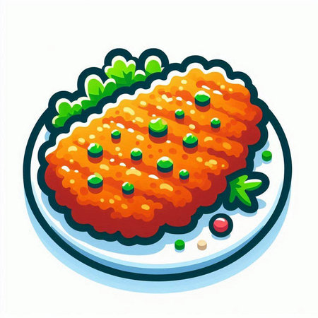 Illustration of a plate with fish tartare on a white backgroundのイラスト素材
