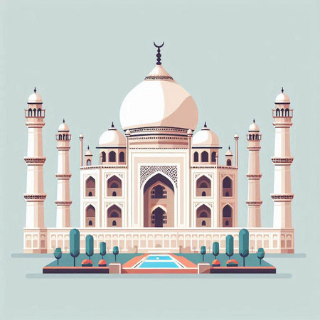 Taj Mahal in Agra, Uttar Pradesh, India.のイラスト素材