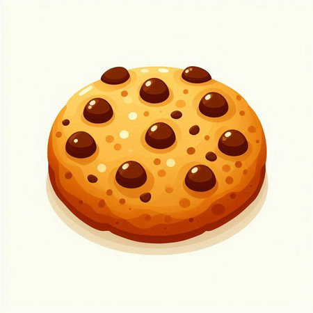 Illustration of a chocolate chip cookie on a white background. Vector illustration.のイラスト素材
