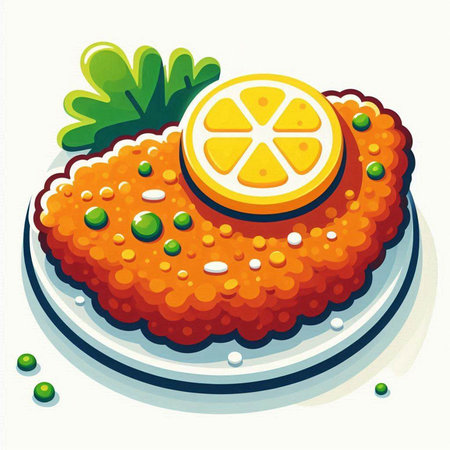 Illustration of a carrot cake with lemons on a white backgroundのイラスト素材