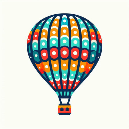 Colorful hot air balloon isolated on white background. Vector illustration.のイラスト素材