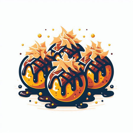 Cupcakes with chocolate glaze. Vector illustration in cartoon styleのイラスト素材