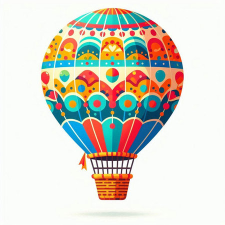 Colorful hot air balloon isolated on white background. Vector illustration.のイラスト素材