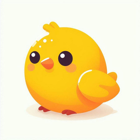 Cute yellow chicken isolated on a white background. Vector illustration.のイラスト素材
