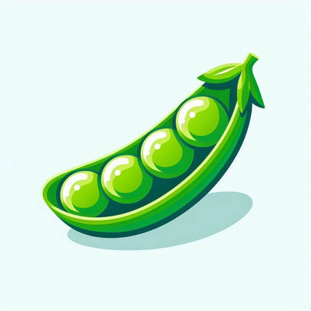Green peas isolated on blue background. Vector illustration. Eps 10.のイラスト素材