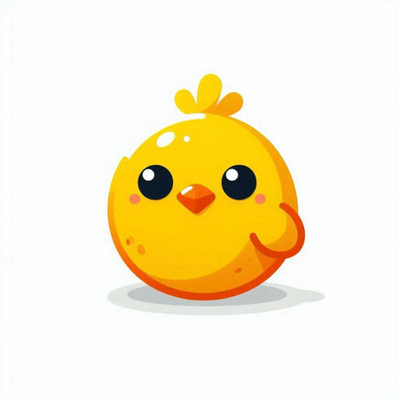 Cute yellow chicken isolated on a white background. Vector illustration.のイラスト素材